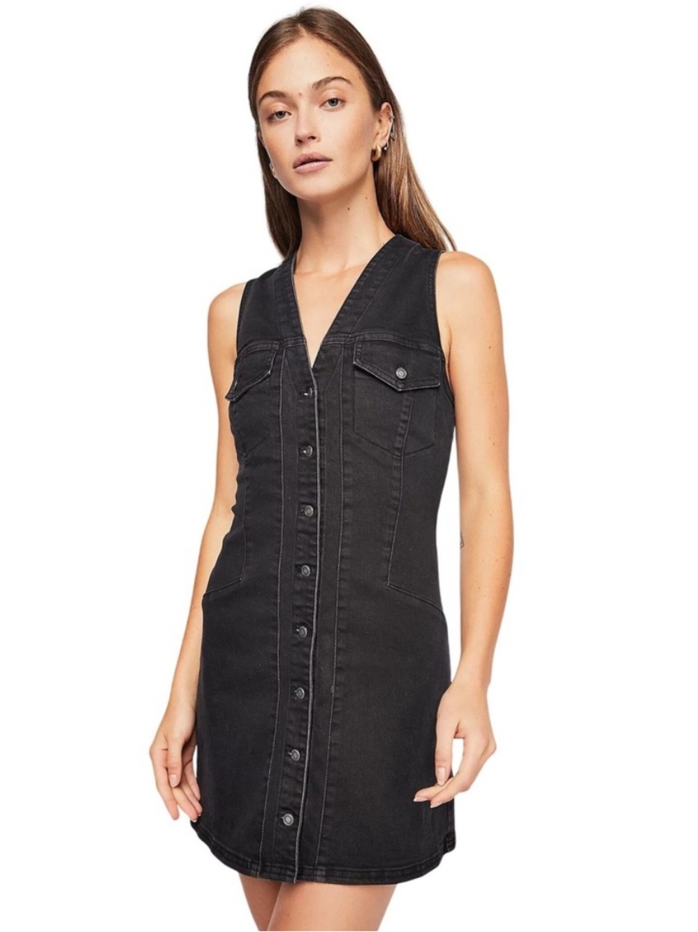 Free People Wandering Star Denim Mini Dress